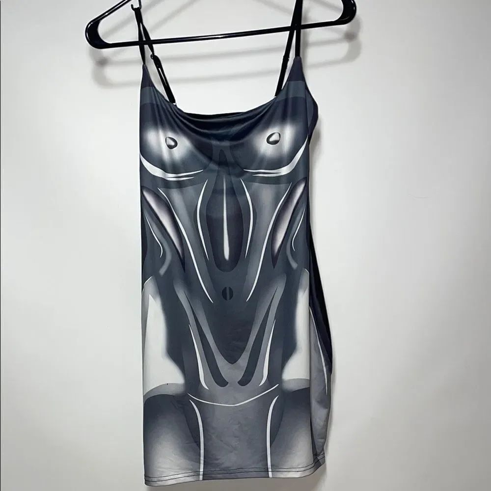Halfhearted Stylish Black and Gray Slip Dress
